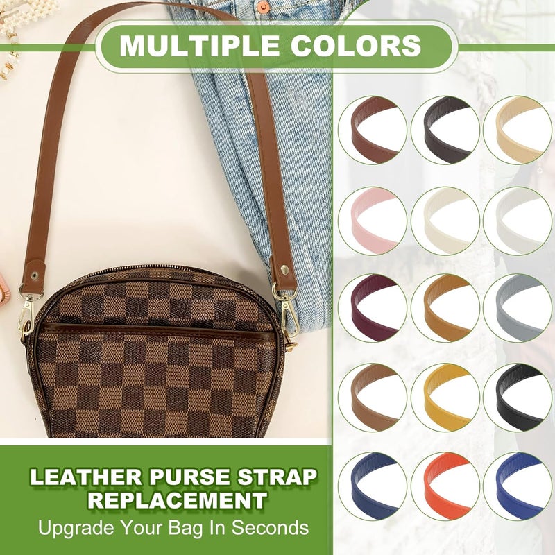 YELARXI Leather Purse Strap Replacement PU Short Bag Handles with Silver Lobster Buckles, 14 Inch Length Fit for Handbags Shoulder Bag Accessories - Rectangle (2 Pack, Light Grey) - Image 4